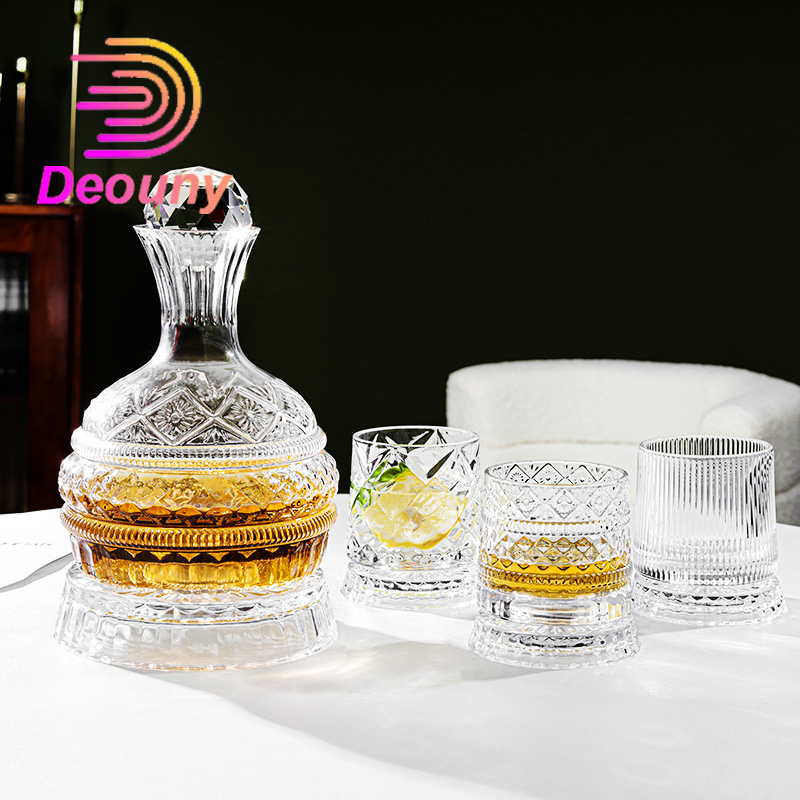 Glass Decanter Whiskey - DEOUNY Avrupa Yıldız Elmas Dönen şarap