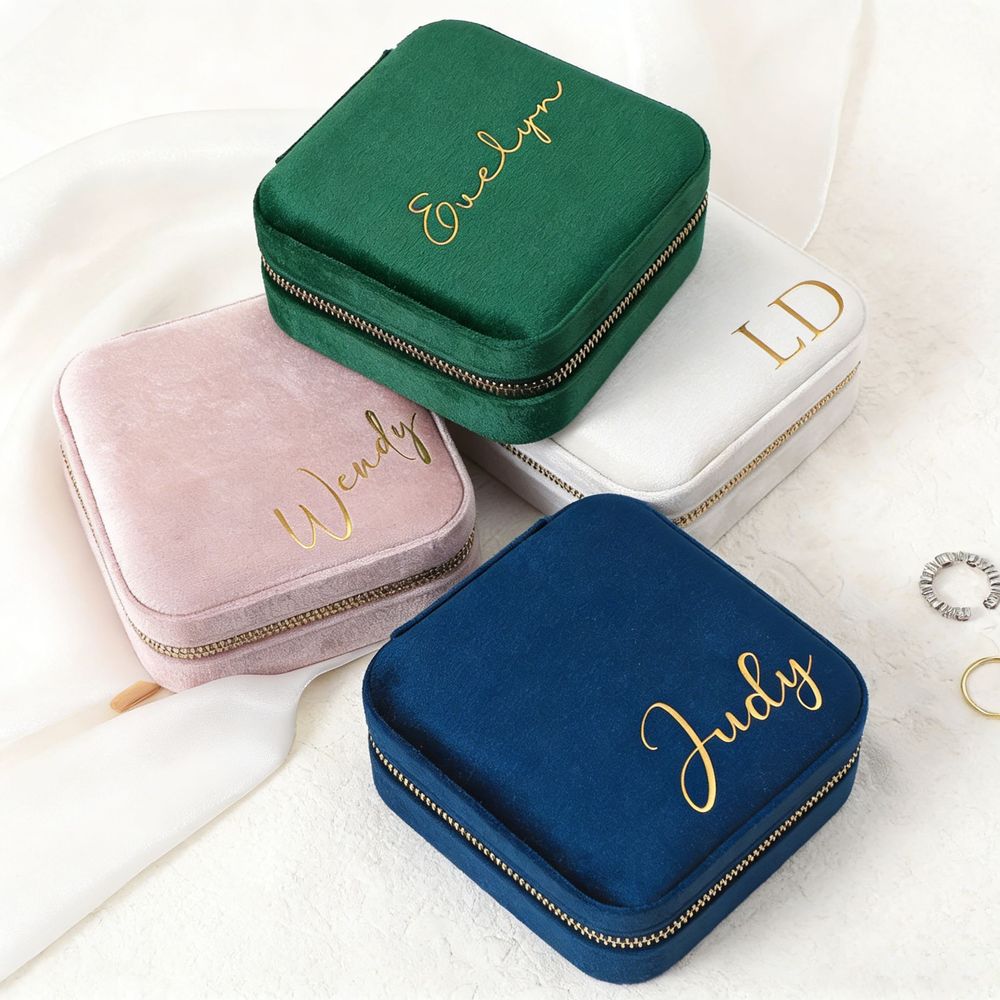 Velvet Jewelry Box - Kişiye Özel Mücevher Kutusu Kadife Seyahat