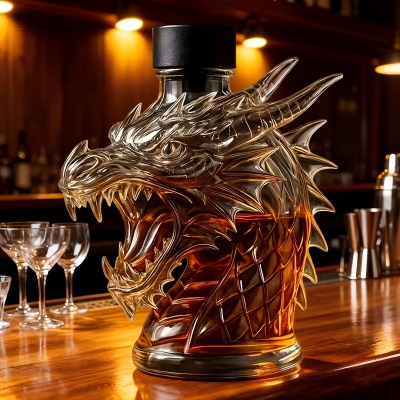 Glass Decanter Whiskey - Ejderha Başlı Şarap Sürahisi, 10.14 Ons