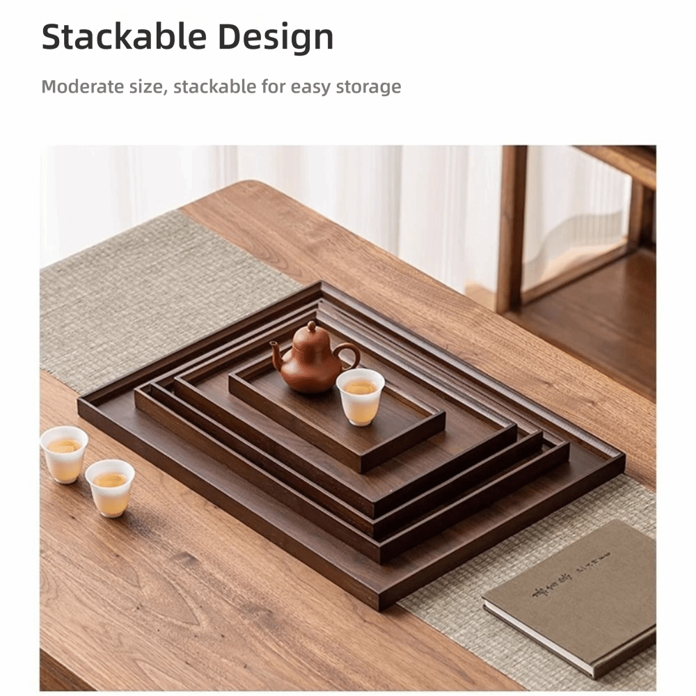 Wooden Serving Tray - Dekoratif Tepsi Doğal Bambu Ahşap Tepsi