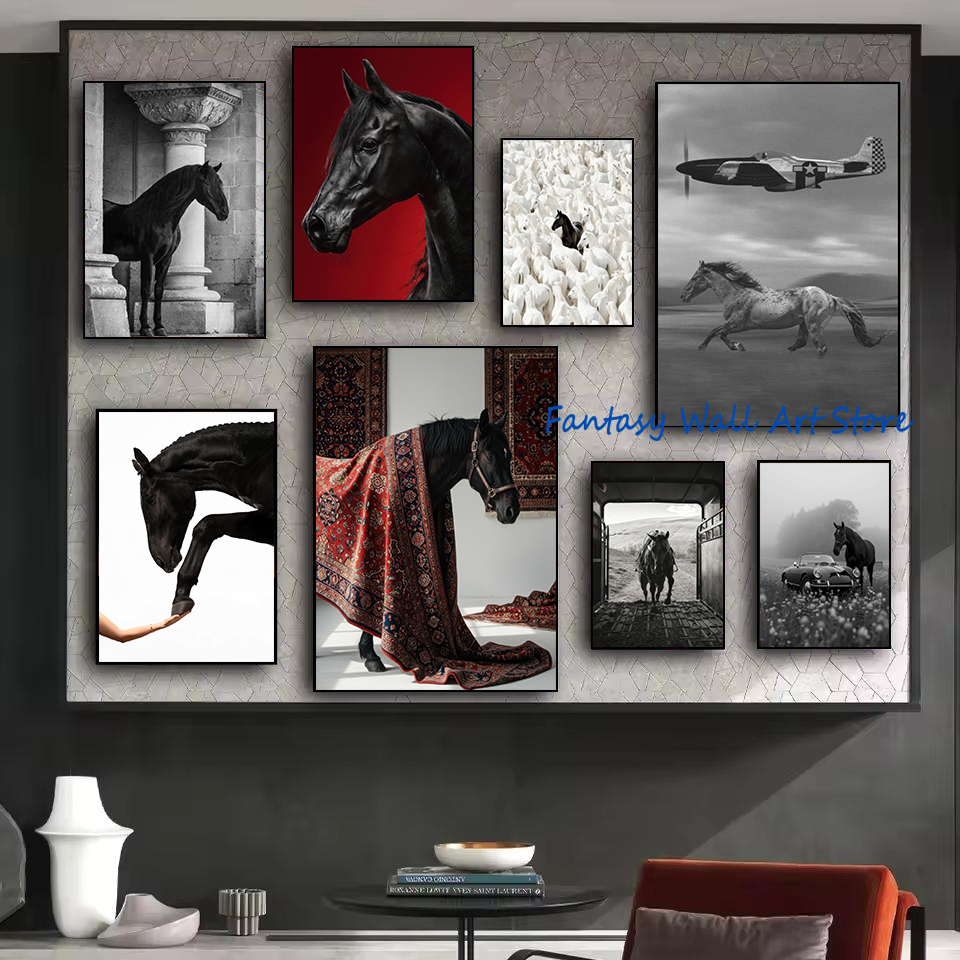 Luxury Lifestyle Pictures - Siyah At Fotoğrafları Vintage Lüks Duvar