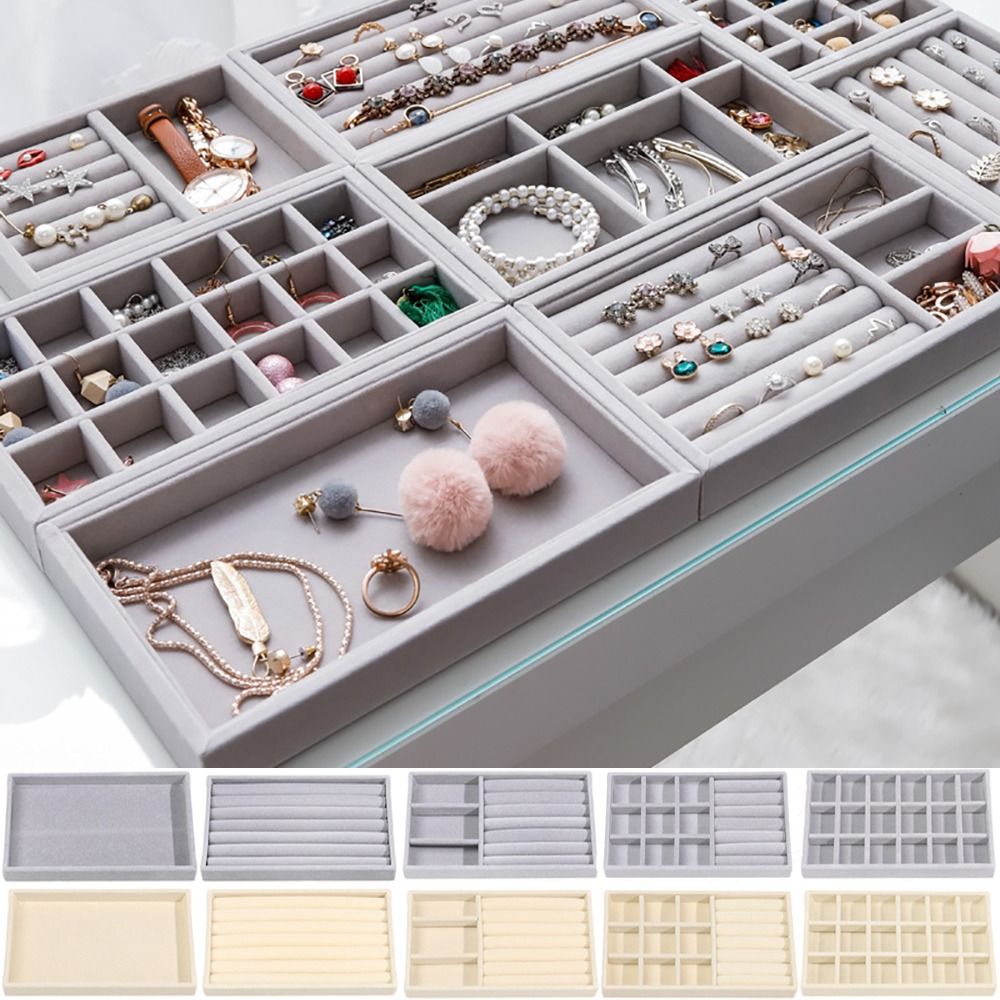 Velvet Jewelry Box - Organizatör Kutusu İstiflenebilir Kadife Takı Saklama