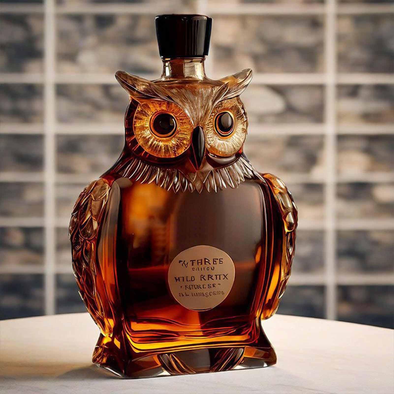 Glass Decanter Whiskey - Baykuş Şeklinde Ev Bar Sürahisi 350ml