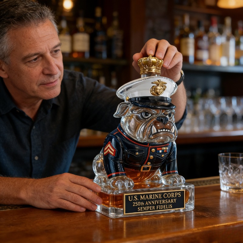 Glass Decanter Whiskey - ABD Deniz Piyadeleri Bulldog Viski Sürahisi,