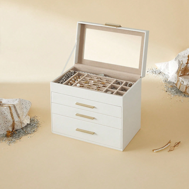 Yükseltilmiş 4 Katmanlı Cam Ka - Velvet Jewelry Box incelemesi ve fiyatı