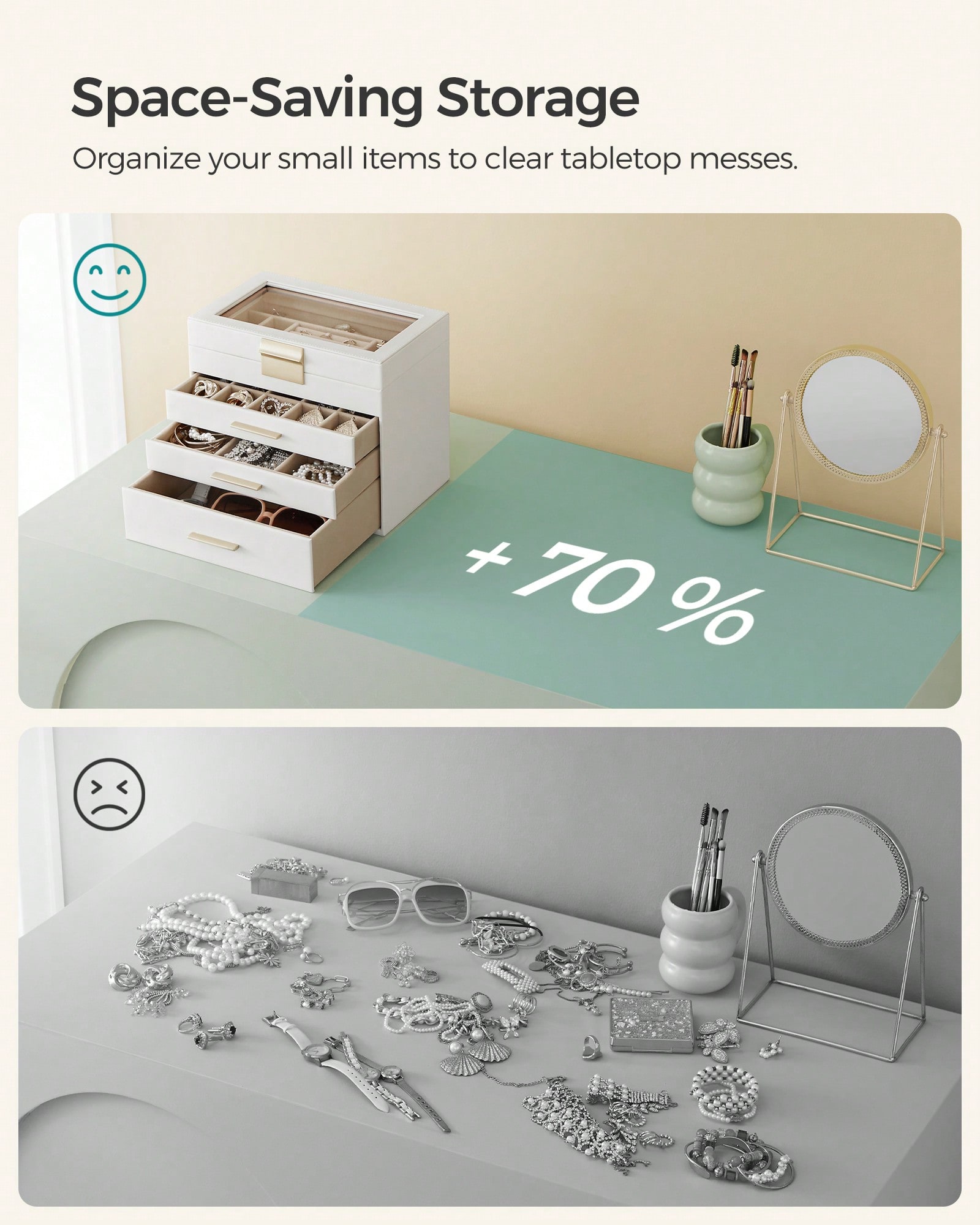 Yükseltilmiş 4 Katmanlı Cam Ka - Velvet Jewelry Box incelemesi ve fiyatı